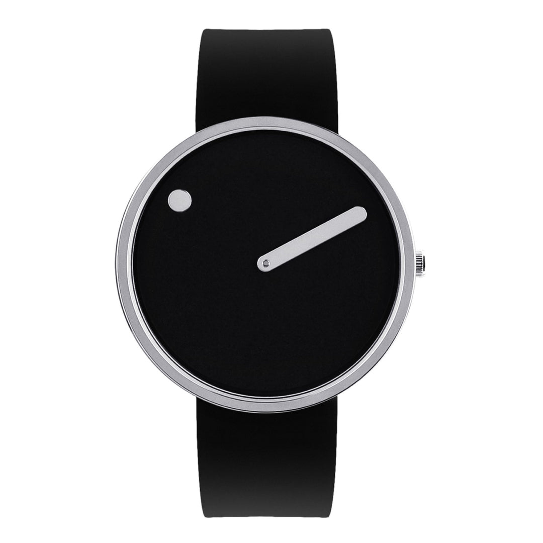 Picto 43370-0120s Armbanduhr mit schwarzem Zifferblatt und Silikonarmband – HS Johnson