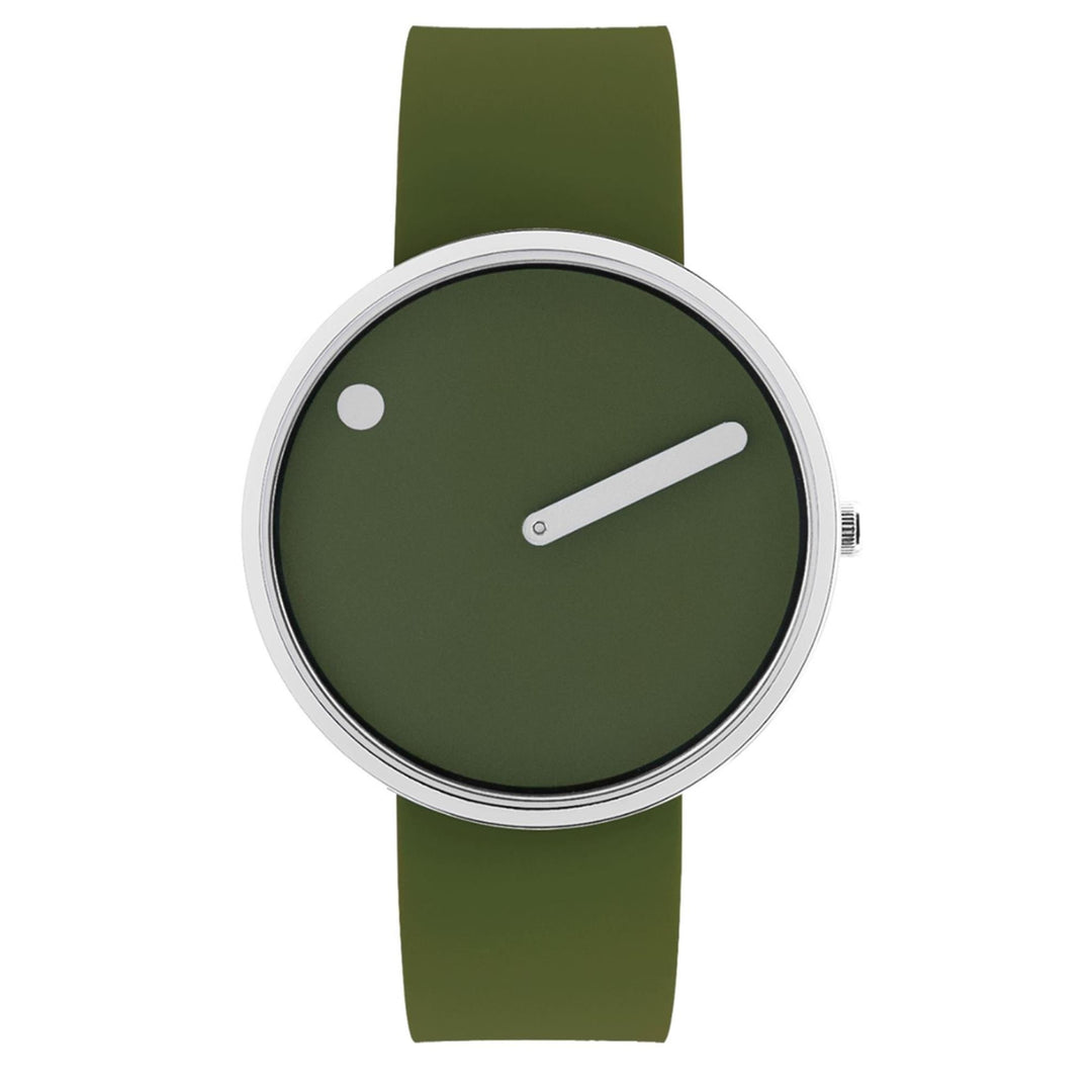 Picto 43396-7764S Armbanduhr mit olivgrünem Zifferblatt und Silikonarmband – HS Johnson