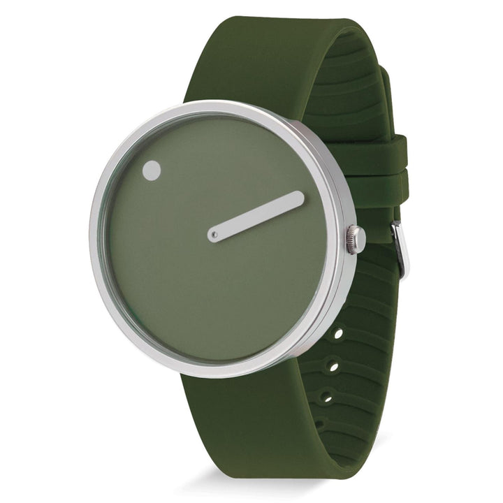 Picto 43396-7764S Armbanduhr mit olivgrünem Zifferblatt und Silikonarmband – HS Johnson