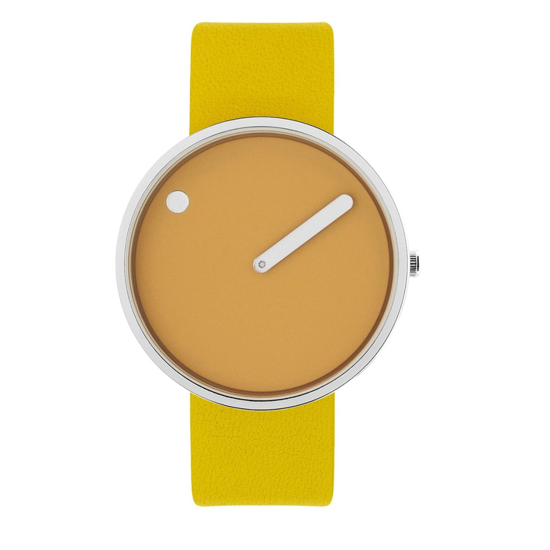 Picto 43354-6120S Mustard Yellow Dial And Leather Strap Wristwatch - H S Johnson (7797556084962)