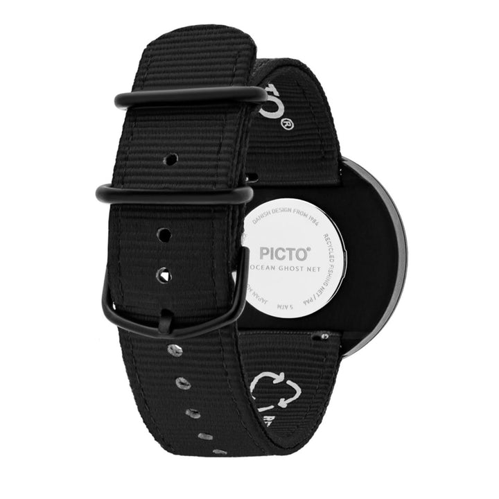 Picto R44004-R006 Armbanduhr mit haigrauem Zifferblatt und schwarzem Armband aus recyceltem Kunststoff – HS Johnson