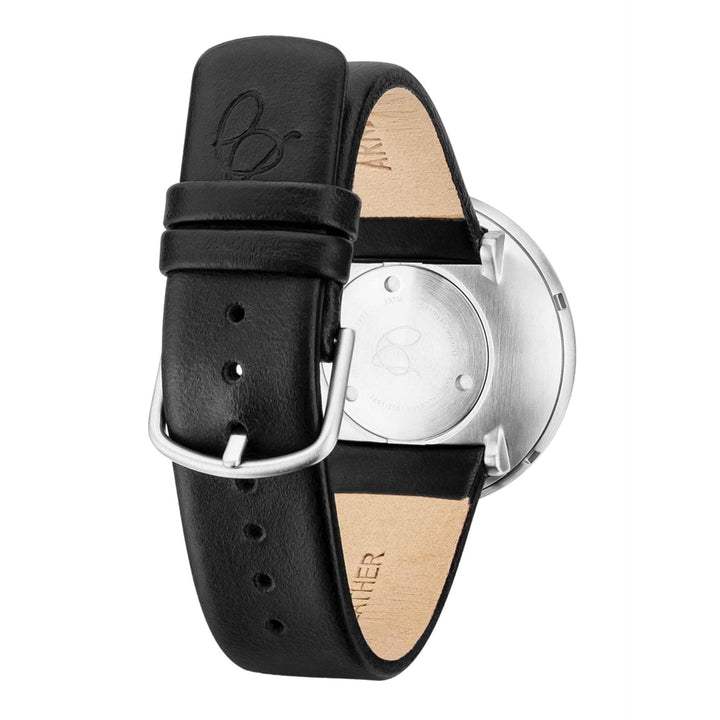 Arne Jacobsen 53102-2001 Bankers Armbanduhr mit weißem Zifferblatt und schwarzem Lederarmband | HS Johnson