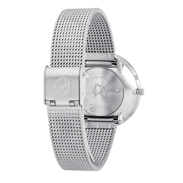 Arne Jacobsen 53101-1608 Bankers Armbanduhr mit weißem Zifferblatt und Stahlgewebearmband | hs johnson (7797560574178)