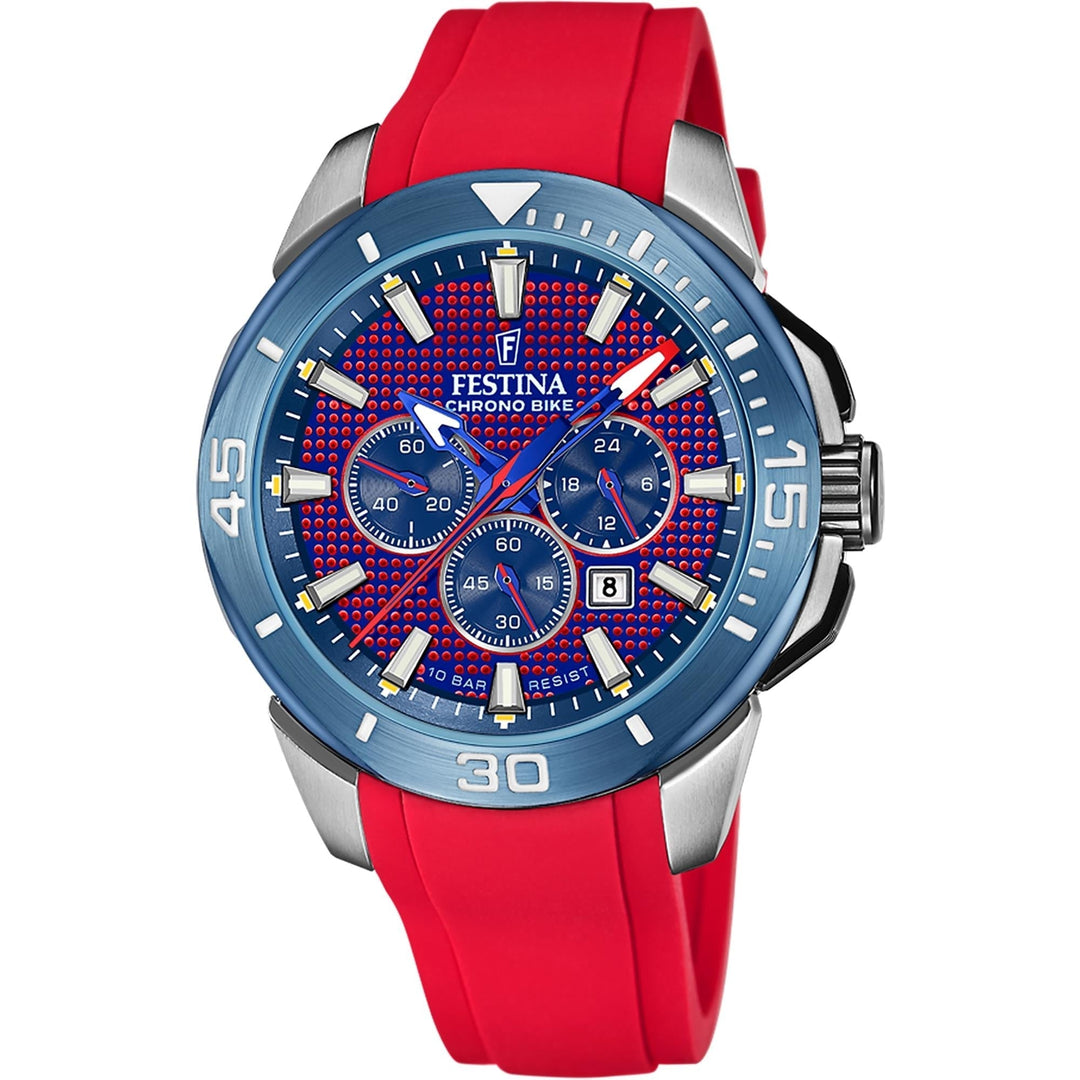 Festina F20642/2 Men's Chrono Bike Red Rubber Strap Wristwatch - H S Johnson (7916525682914)