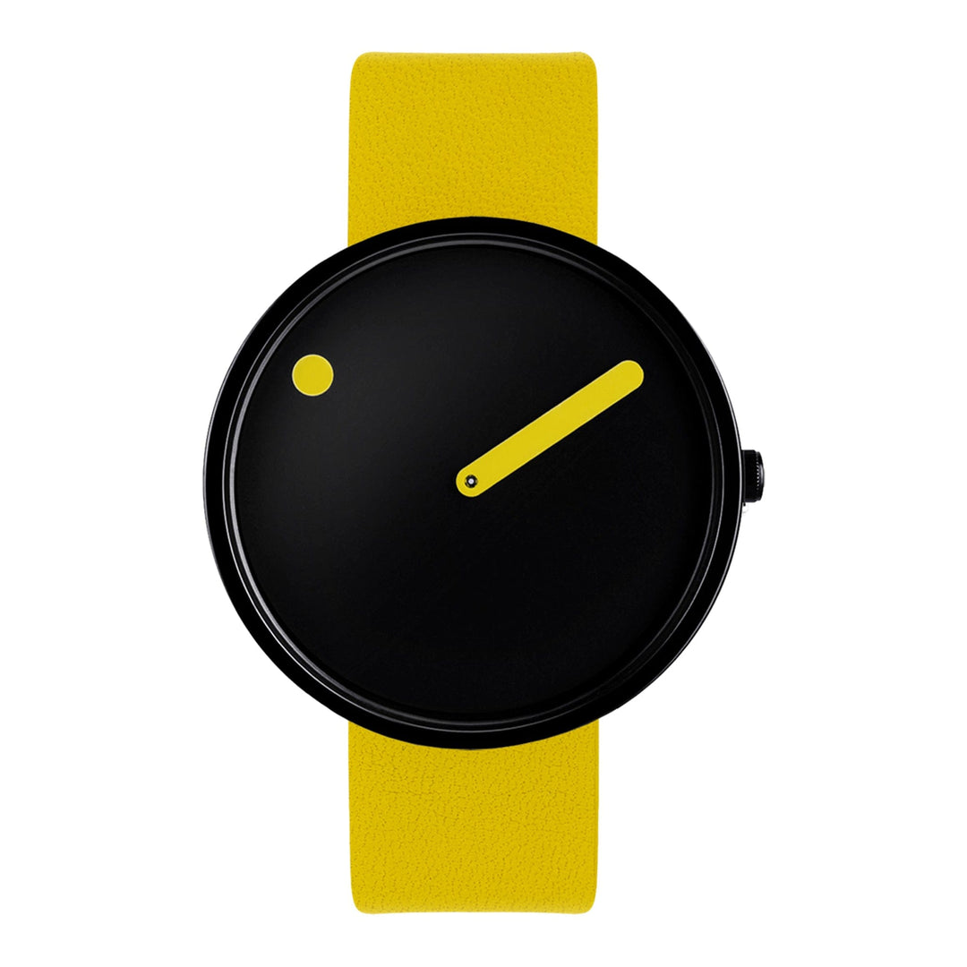 Picto 43388-6120b orologio da polso con cinturino in pelle giallo quadrante nero - hs johnson (8008508440802)