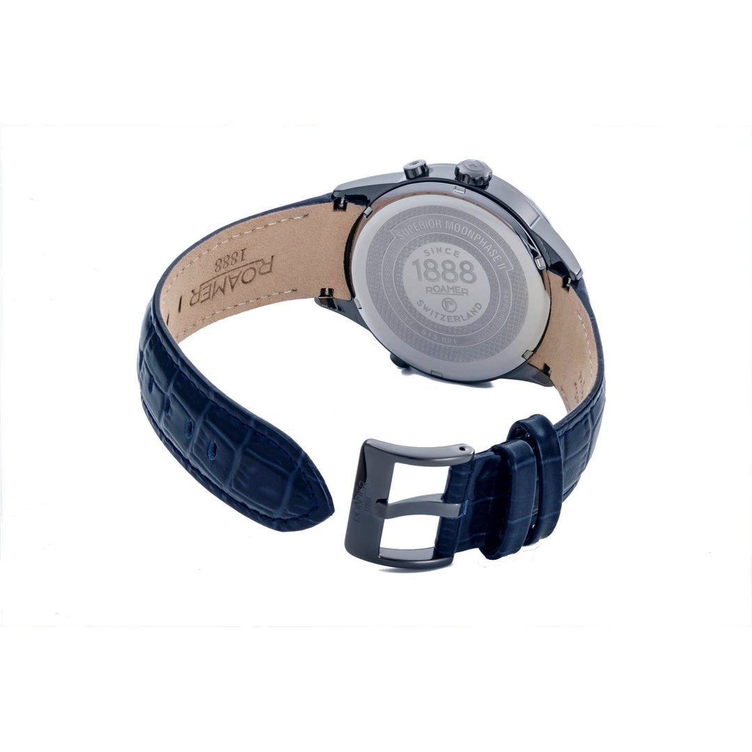 Roamer 513821 44 45 05 Hochwertige Herren-Armbanduhr mit Mondphase-Armband und blauem Lederarmband – HS Johnson