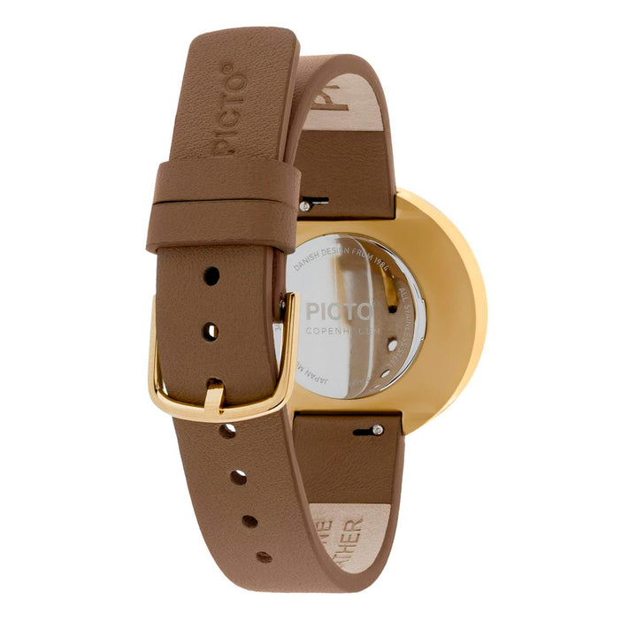 Picto 34001-4614g mokka urskive brun læderrem armbåndsur - hs johnson