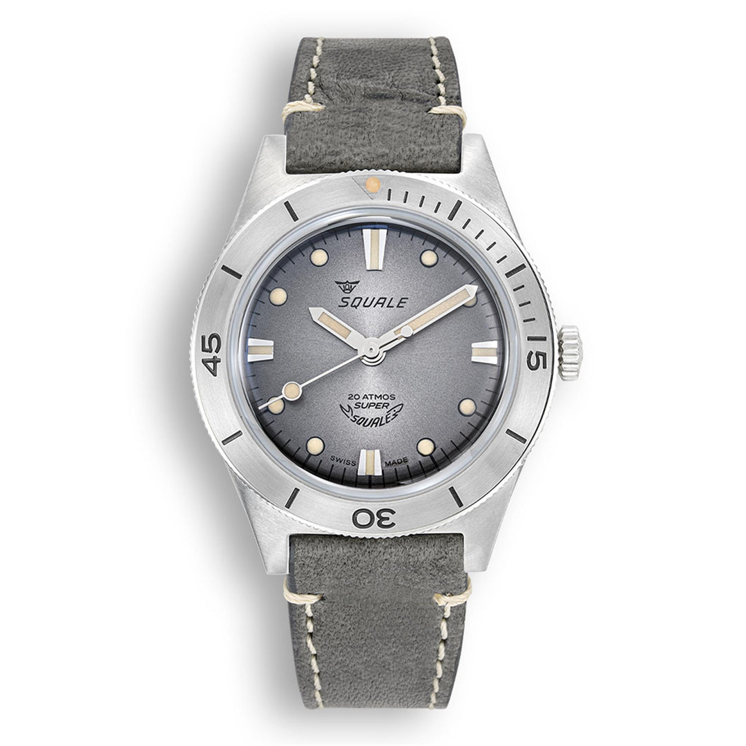 Squale SUPERSSG.PG Sunray Grey Leather Wristwatch - H S Johnson (7970266251490)